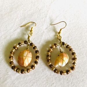Beautiful Shellsea and bean earrings handmade